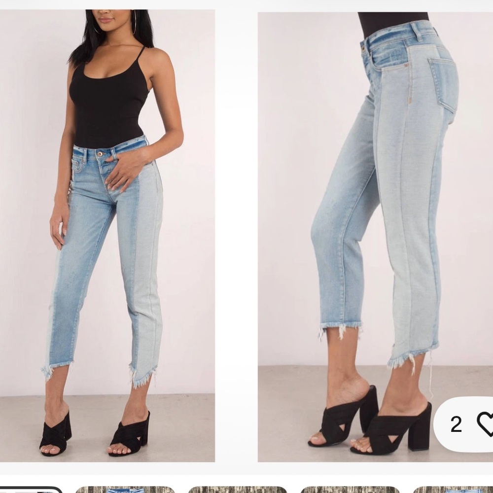 Pistola Two-Tone Distressed‎ Cropped Jeans - Light Blue